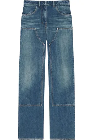 Givenchy Jeans, Dame, Blå, W27, Læder, Patchwork Wide Leg Jeans