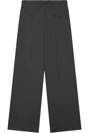 OLAF HUSSEIN Bukser, Dame, Grå, S, Polyester, Skræddersyede bukser med brede ben Mørk Heather Grey