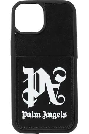 Palm Angels Tilbehør, Herre, Sort, ONE SIZE, Læder, Luksus Sort Telefon Cover Mænd