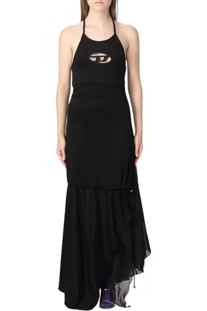 Diesel Kjole, Dame, Sort, S, Polyester, Elegant Sort Halter Maxi Kjole