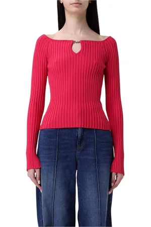 HUGO BOSS Strik, Dame, Lyserød, S, Uld, Ribbet Strik Keyhole Sweater