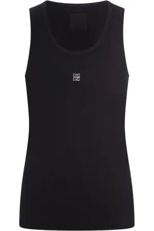 Givenchy Top, Dame, Sort, L, Bomuld, Sort Ribbet Tank Top Slim Fit