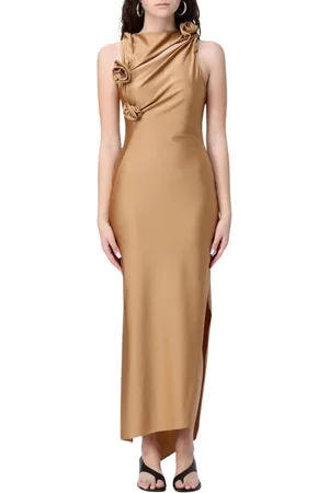 COPERNI Kjole, Dame, Brun, M, Polyester, Asymmetrisk Rose Maxi Kjole