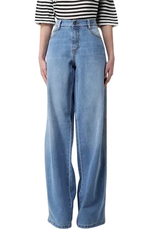 ERMANNO SCERVINO Jeans, Dame, Blå, S, Uld, Stilfulde Wide Leg Jeans