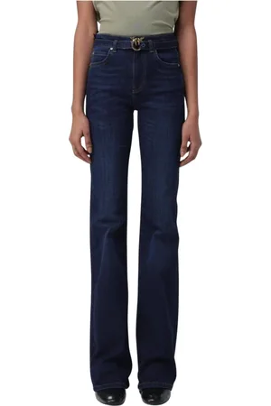Pinko Jeans, Dame, Blå, W31, Denim, Logo Bælte Flare Jeans