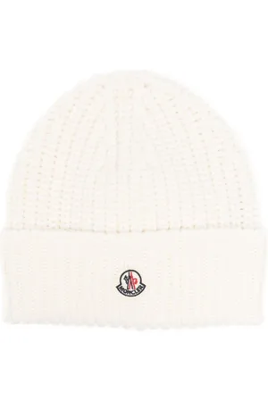 Moncler Tilbehør, unisex, Hvid, ONE SIZE, Uld, Ribstrikket Logo Patch Hue