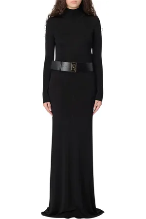 Elisabetta Franchi Kjole, Dame, Sort, M, Sort Ribstrikket Maxikjole