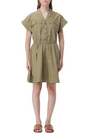 Tory Burch Kjole, Dame, Grøn, 2XS, Bomuld, Grøn Poplin Mini Kjole