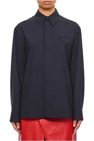 Bottega Veneta Bluser & Skjorter, Dame, Blå, S, Bomuld, Blå Krave Skjorte, Tidløs Stil