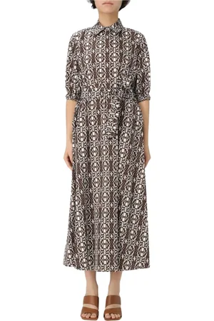 Max Mara Kjole, Dame, Brun, XS, Elegant Midi Kjole