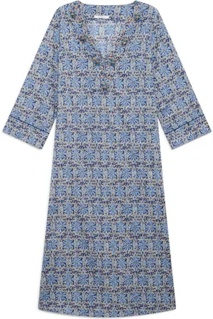 Maliparmi Kjole, Dame, Blå, S, Bomuld, Batik Bomuld Kjole Blå Beige Brun