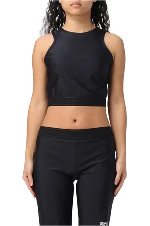 VERSACE Top, Dame, Sort, 3XS, Uld, Sort Tank Top Ærmeløs Stilfuld Elegant