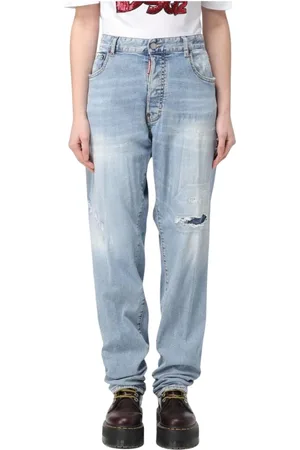 Dsquared2 Jeans, Dame, Blå, 3XS, Uld, Stilfulde Distressed Light Wash Jeans