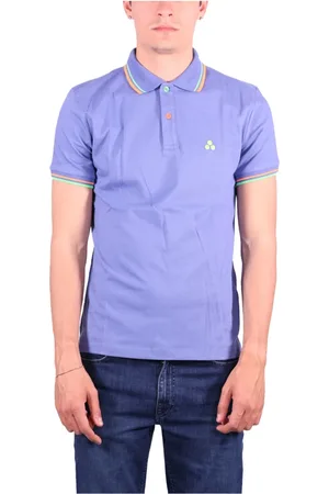 Peuterey Top, Herre, Blå, S, Bomuld, Blå Polo Skjorte Neon Detaljer