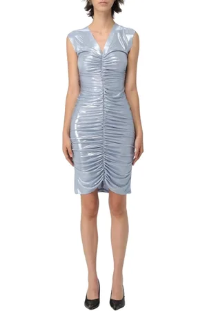 Norma Kamali Kjole, Dame, Blå, XS, Uld, Blå Metallic Midi Kjole