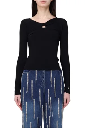 Patrizia Pepe Top, Dame, Sort, XS, Uld, Stilfuld Top med Maglia Detaljer