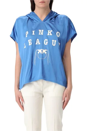 Pinko Sweathshirts & Hoodies, Dame, Blå, M, Uld, Elegant Blondekantet Top