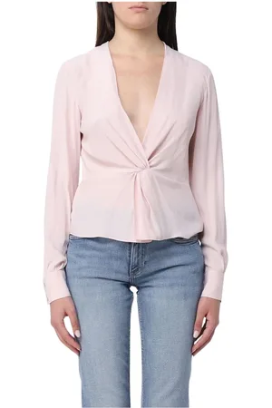 Pinko Bluser & Skjorter, Dame, Lyserød, M, Silkebluse med twist foran
