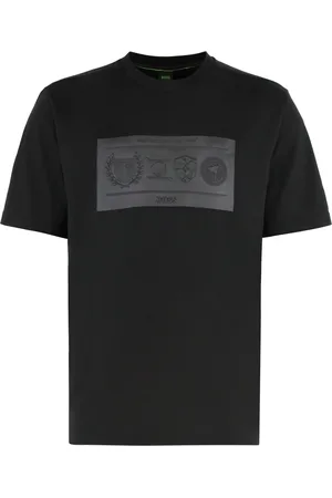 HUGO BOSS Top, Herre, Sort, 2XL, Bomuld, Bomuld Crew-neck T-shirt med Logo