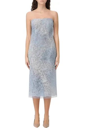 ERMANNO SCERVINO Kjole, Dame, Blå, S, Tyl, Blå Blonde Midi Kjole