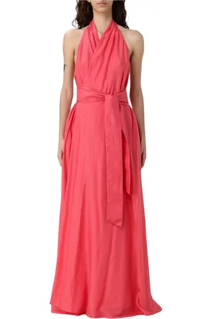 SEMICOUTURE Kjole, Dame, Lyserød, L, Uld, Stilfuld Fuchsia Flowy Silhouette Kjole