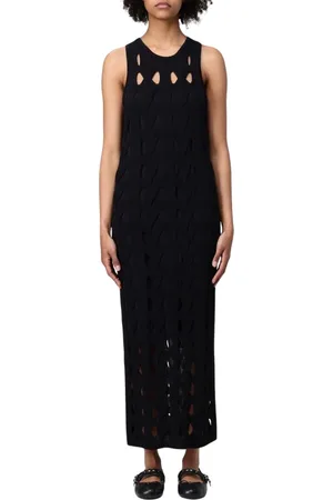 Pinko Kjole, Dame, Sort, L, Sort Strik Maxi Kjole