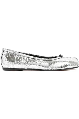 Maison Margiela Sko, Dame, Grå, 36 EU, Uld, Metallic Ballerina Sko til Kvinder