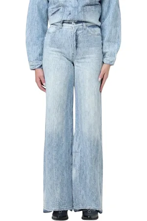 AMIRI Jeans, Dame, Blå, W27, Bomuld, Luksus Teksturerede Wide Leg Jeans