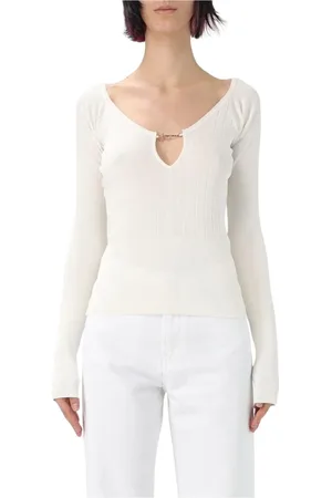 Jacquemus Strik, Dame, Hvid, XL, Bomuld, Hvid Bomuldssweatshirt, Klassisk Crewneck Stil