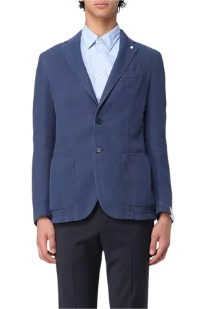LUIGI BIANCHI MANTOVA Jakke, Herre, Blå, 2XL, Linned, Blåt Linned Blazer Jakke