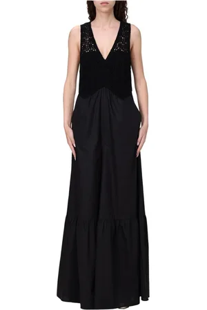 Twin-Set Kjole, Dame, Sort, XS, Elegant Sort Kjole med Blonde Detaljer