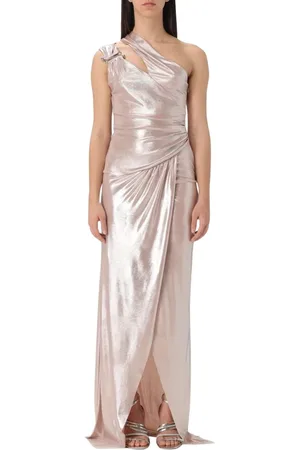 Pinko Kjole, Dame, , L, Uld, Elegant Metallic One-Shoulder Kjole