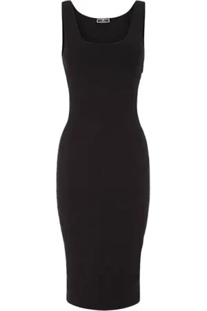 Elisabetta Franchi Kjole, Dame, Sort, L, Polyester, Sort Jacquard Strik Kjole uden Ærmer