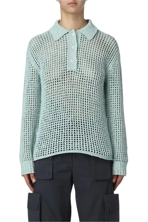 Acne Studios Strik, Dame, Blå, M, Bomuld, Strikket Polo Sweater