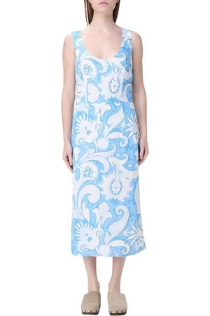Etro Kjole, Dame, Blå, M, Elegant Sommer Midi Kjole