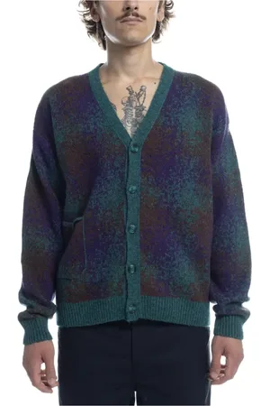 Pop Trading Company Strik, Herre, Flerfarvet, M, Uld, Multifarvet Strikket Cardigan Elegant Mønster