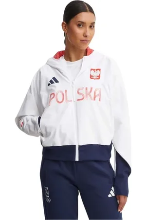 adidas Sweathshirts & Hoodies, Dame, Hvid, XS, Polen Full-Zip Hvid Jakke