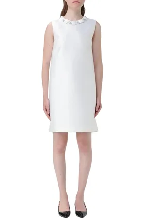 VERSACE Kjole, Dame, Hvid, XS, Satin, Elegant Embellished Mini Dress