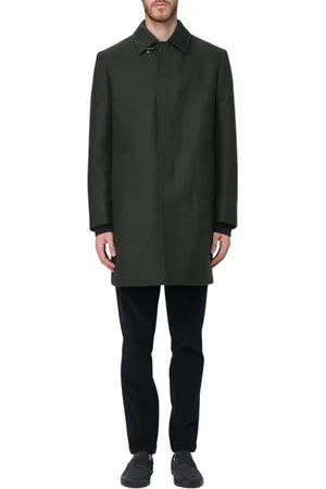 FAY Frakke, Herre, Grøn, XL, Uld, Blå Klassisk Overfrakke Stil