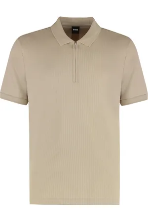 HUGO BOSS Top, Herre, , M, Bomuld, Ribbet Polo Skjorte med Sideslidser