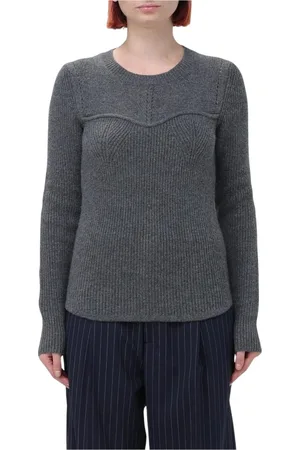 Isabel Marant Strik, Dame, Grå, M, Uld, Grå Heart Neck Pullover Sweater
