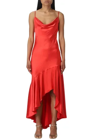 Pinko Kjole, Dame, Rød, M, Satin, Rød Satin Cowl Neck Kjole