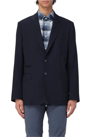 FAY Jakke, Herre, Blå, 2XL, Uld, Blå Notch Revers Blazer