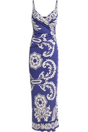 Etro Kjole, Dame, Blå, S, Blå Blomstret Paisley Kjole