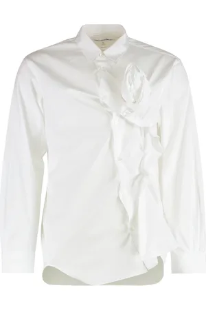 Comme des Garçons Skjorte, Herre, Hvid, L, Bomuld, Bomuldsskjorte med samlet frontdetalje