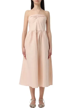 Armani Exchange Kjole, Dame, Lyserød, XS, Linen Midi Kjole Halter Neck
