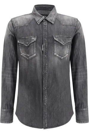 Dsquared2 Skjorte, Herre, Sort, L, Bomuld, Klassisk Westernskjorte med lommer