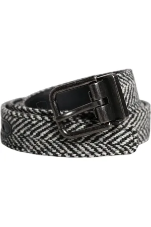 Dolce & Gabbana Tilbehør, Herre, Hvid, 110 CM, Uld, Sort Hvid Sølv Metal Spænde Bælte