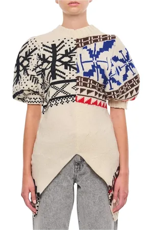 SACAI Strik, Dame, Hvid, L, Uld, Hvid Puff Sleeve Striktop