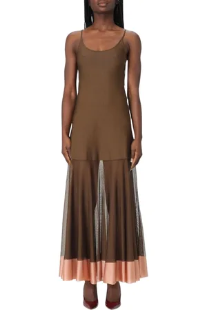 Fendi Kjole, Dame, Brun, S, Elegant Maxi Strik Kjole